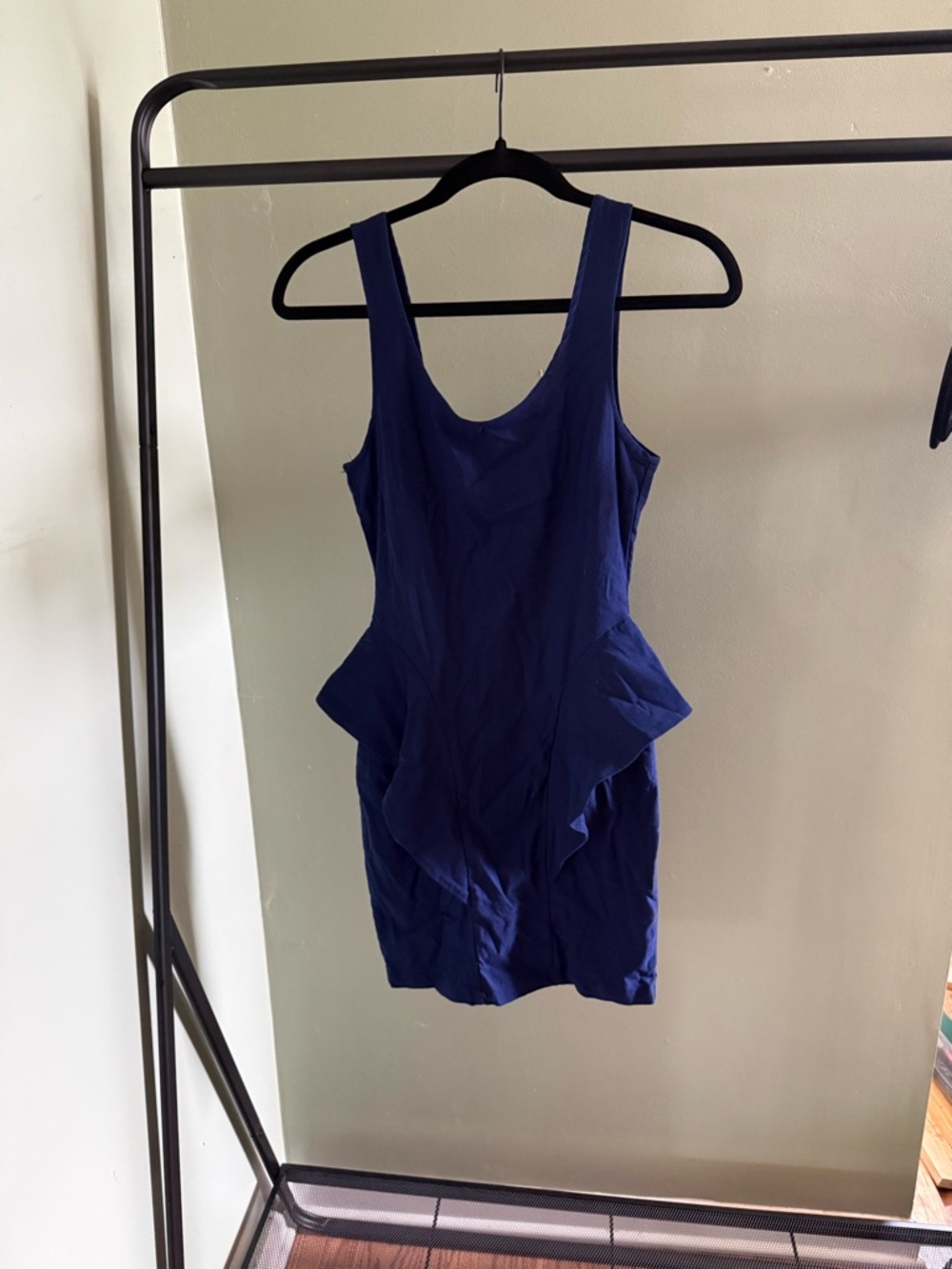 Charlotte Russe Blue Bodycon Peplum Dress - Plunging Back